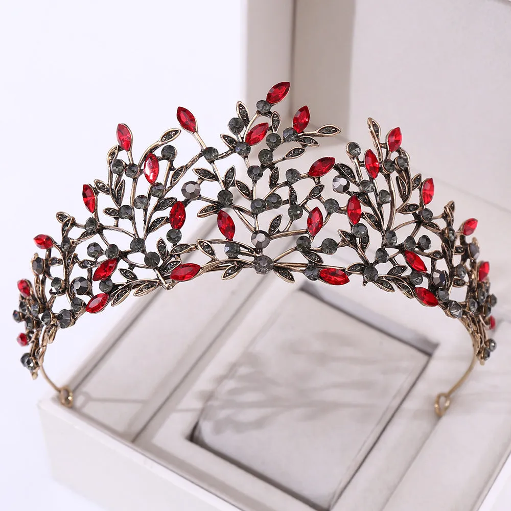 Vintage Baroque Queen Tiara Wedding Crown Fashion Ladies Wedding Hair Accessories Princess Headband Rhinestone Hair Jewelry