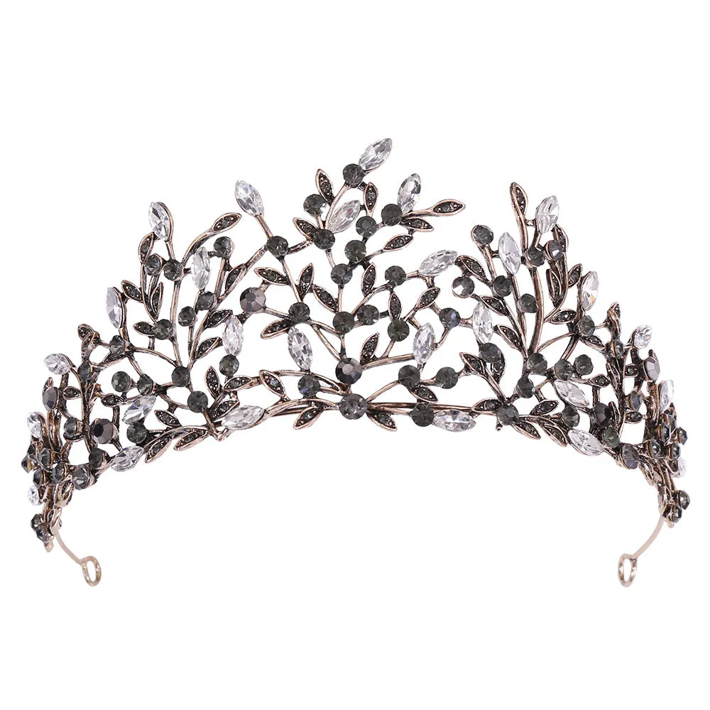 Vintage Baroque Queen Tiara Wedding Crown Fashion Ladies Wedding Hair Accessories Princess Headband Rhinestone Hair Jewelry