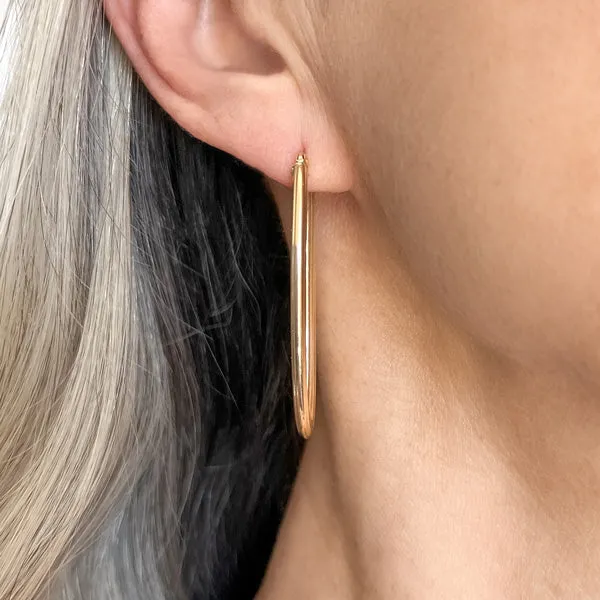 Vintage Ridged Elongated Hoop Earrings