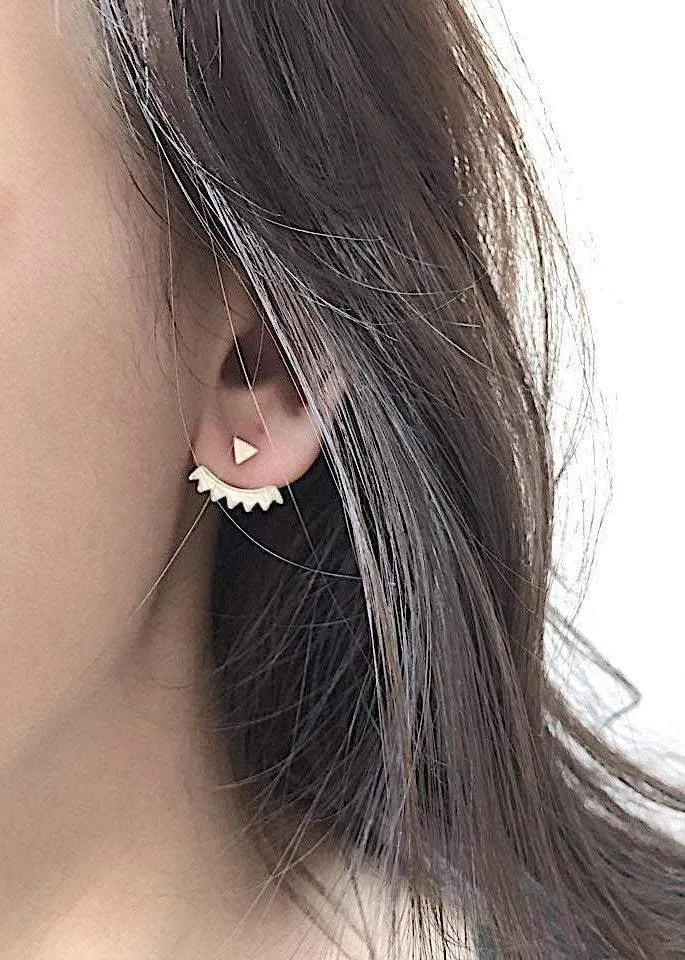 Wholesale 925 Sterling Silver Triangle Ear Jacket, Spike Ear Jacket, Geometric Earrings, Ear Jacket, Earring Cuff, Triangle Studs, Minimalist Earrings