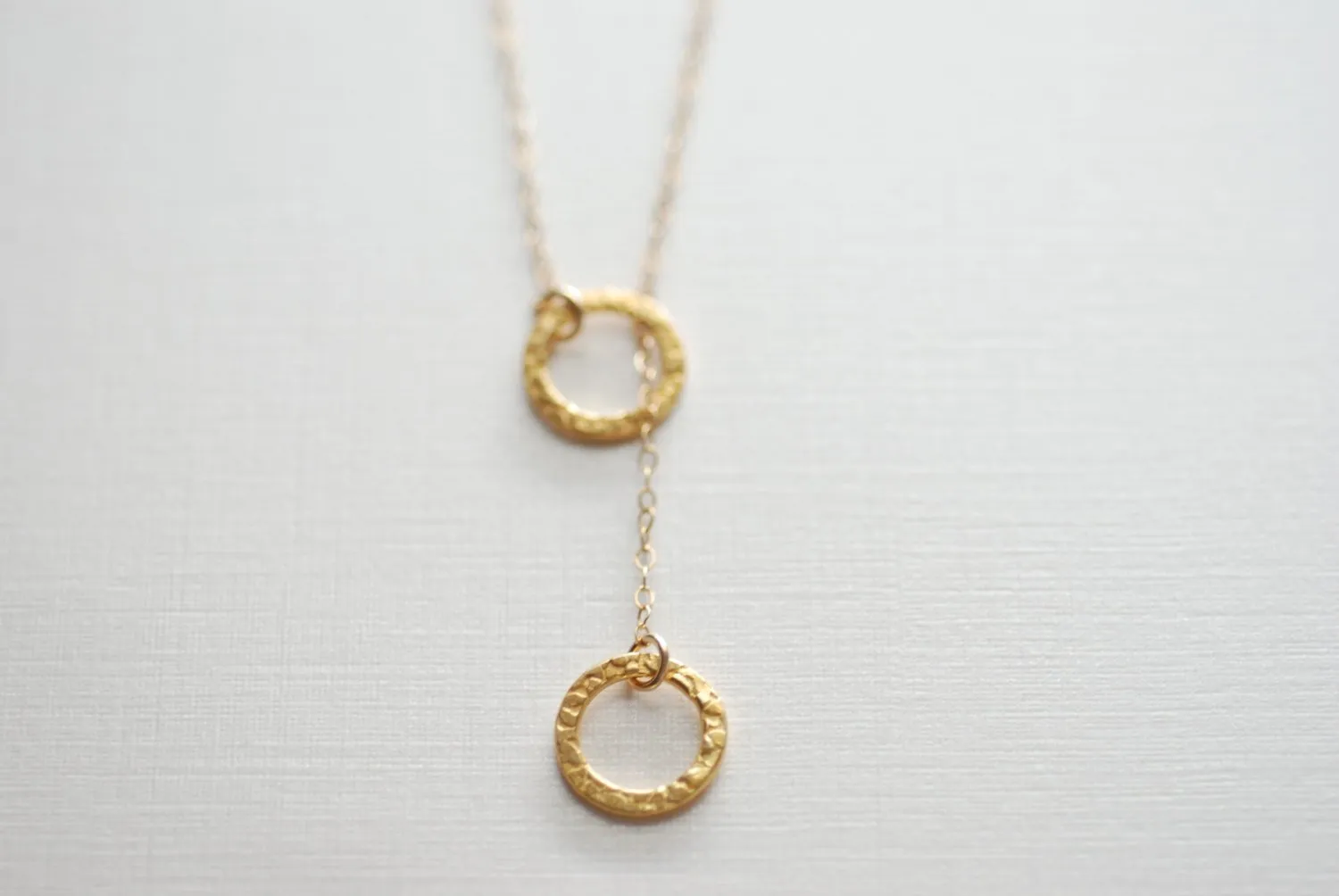 Wholesale Circle Lariat Necklace- Gold Lariat Necklace, Two circles Necklace, Round Lariat Necklace Chain, Dainty Jewelry by HeirloomEnvy