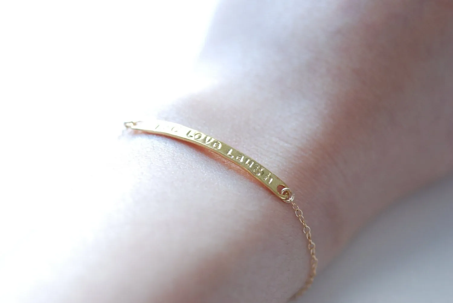 Wholesale Gold Bar Live Love Laugh Bracelet-24k gold Live Love Laugh Cuff Bangle Bracelet, Gold Bar Bracelet