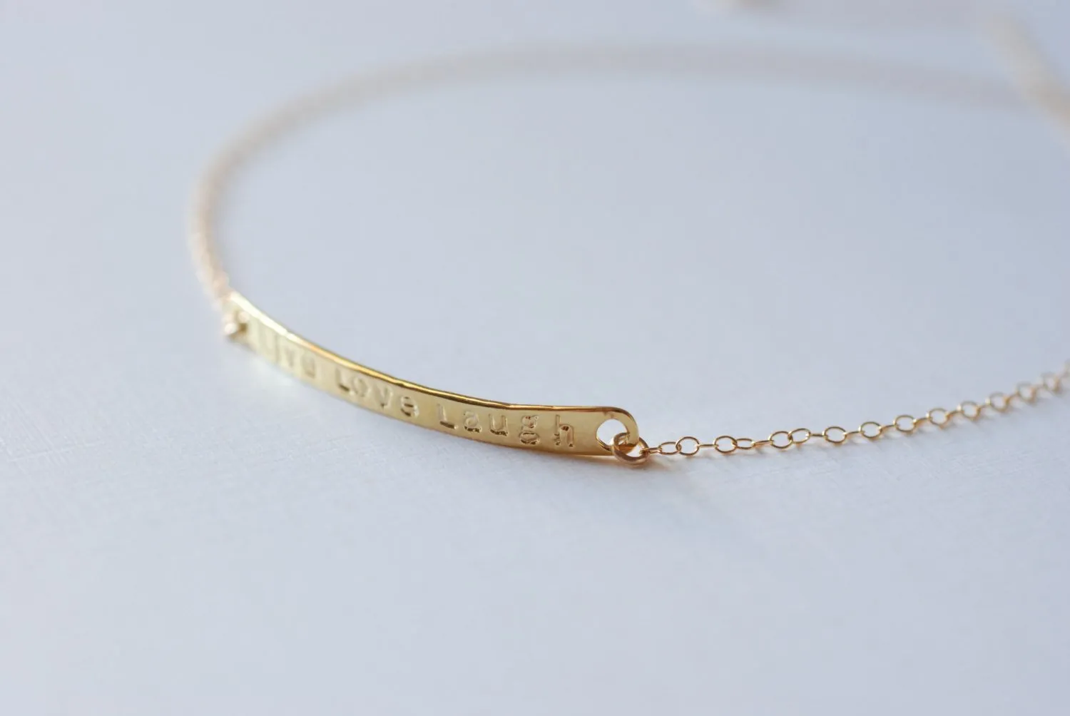 Wholesale Gold Bar Live Love Laugh Bracelet-24k gold Live Love Laugh Cuff Bangle Bracelet, Gold Bar Bracelet