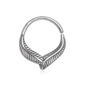 WildKlass 316L Stainless Steel Leaf Seamless Ring/Septum Ring