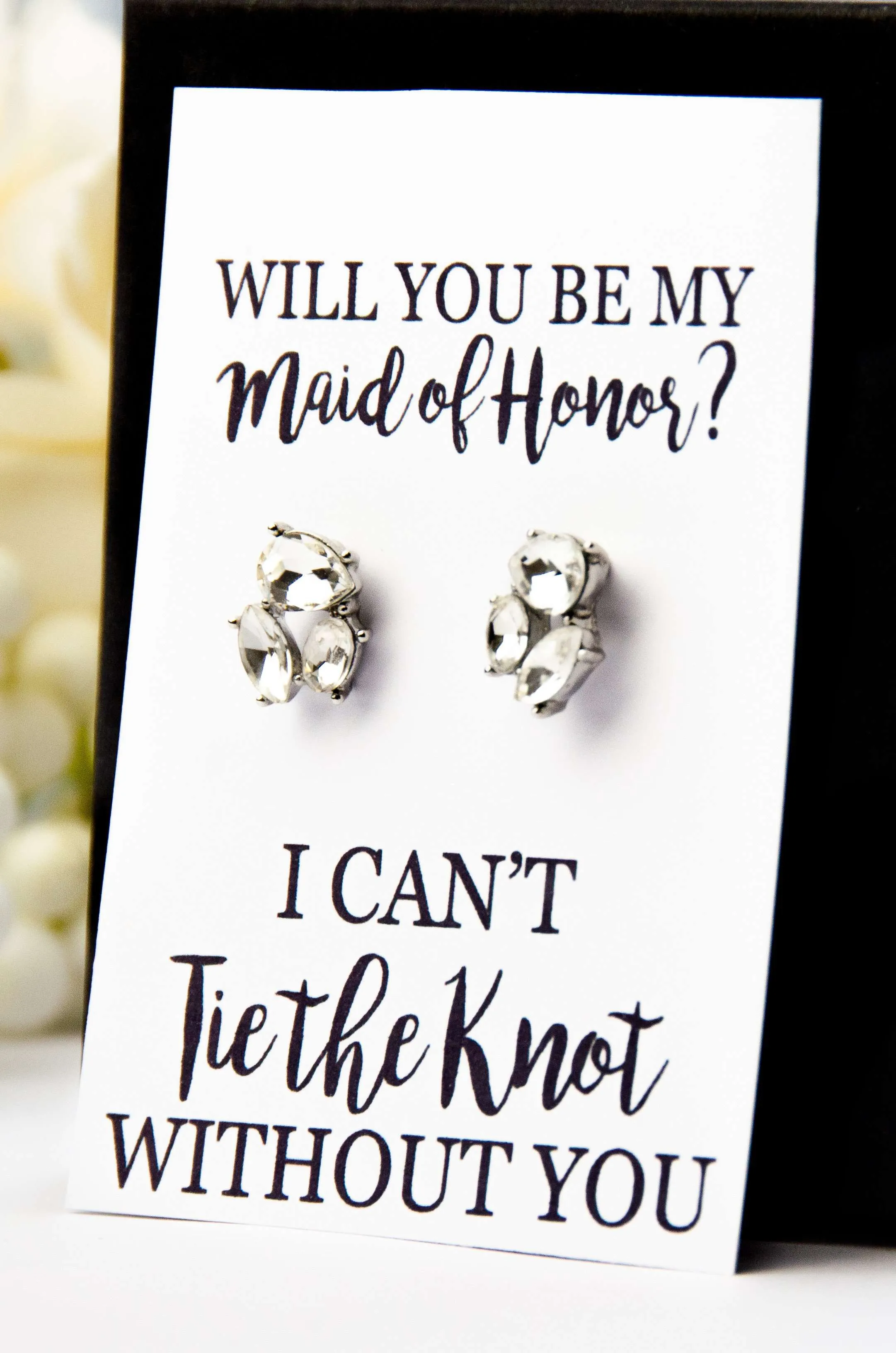 Will You Be My Maid of Honor? Proposal Jewel Earrings Gift