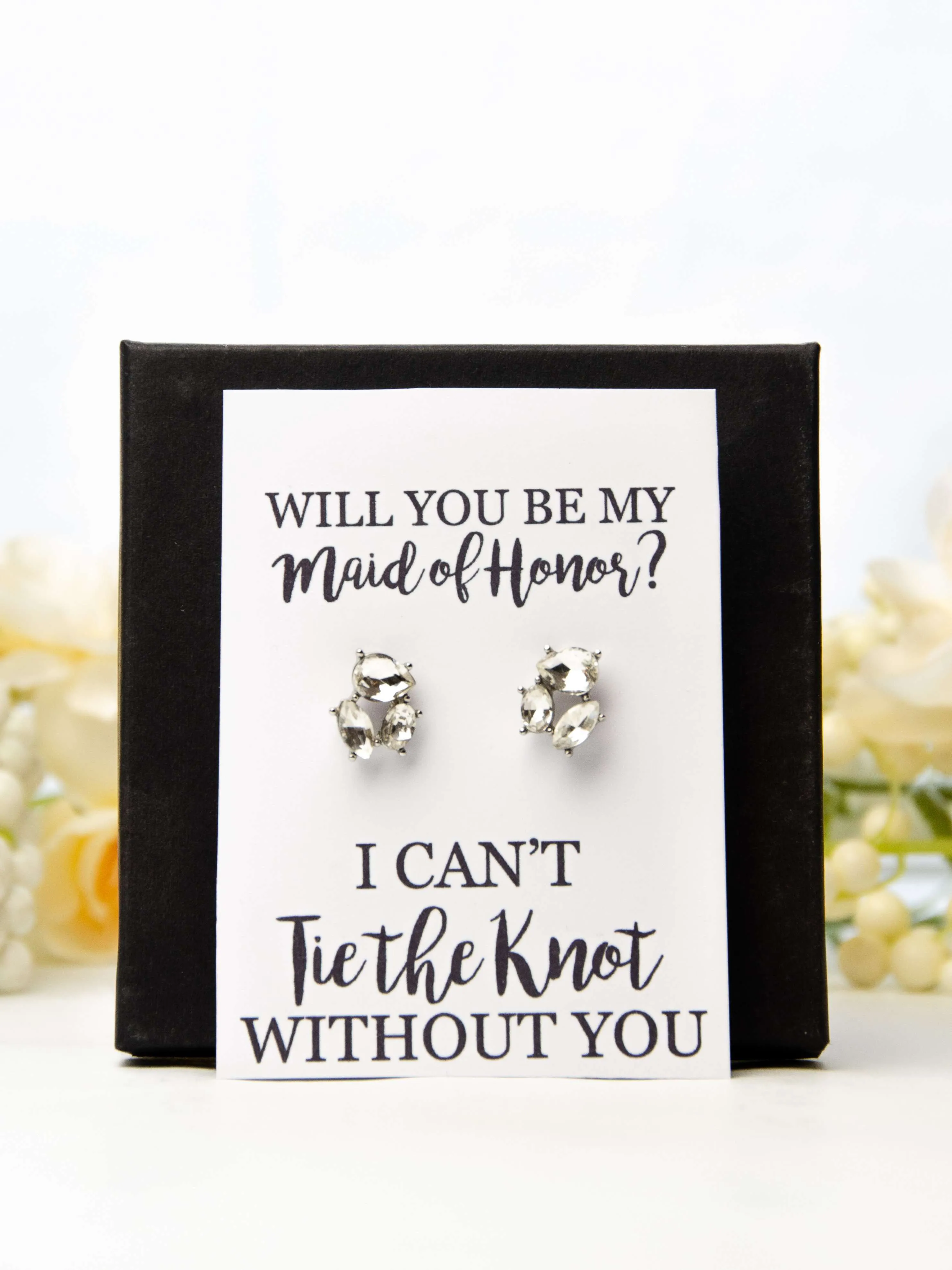 Will You Be My Maid of Honor? Proposal Jewel Earrings Gift