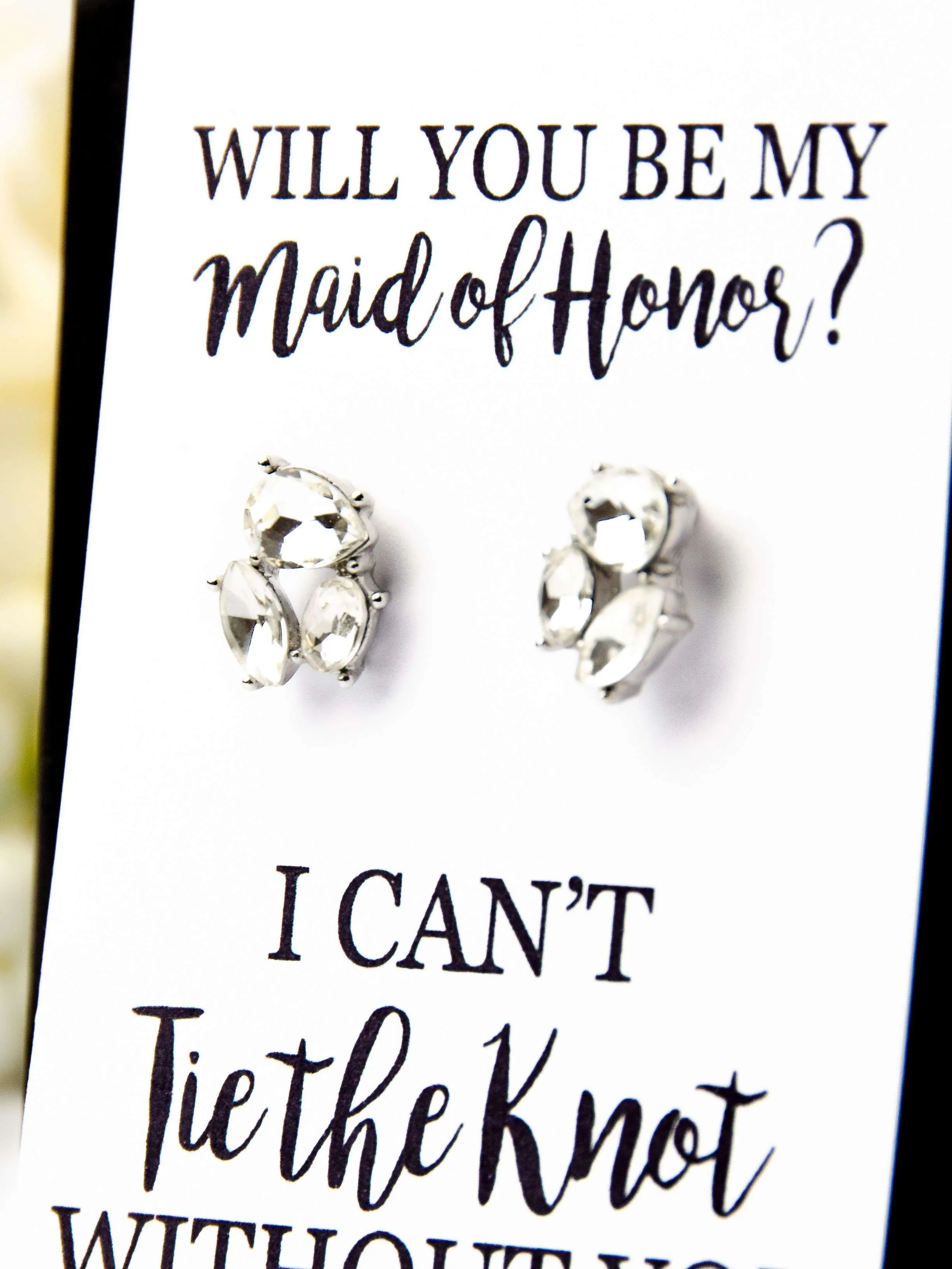 Will You Be My Maid of Honor? Proposal Jewel Earrings Gift