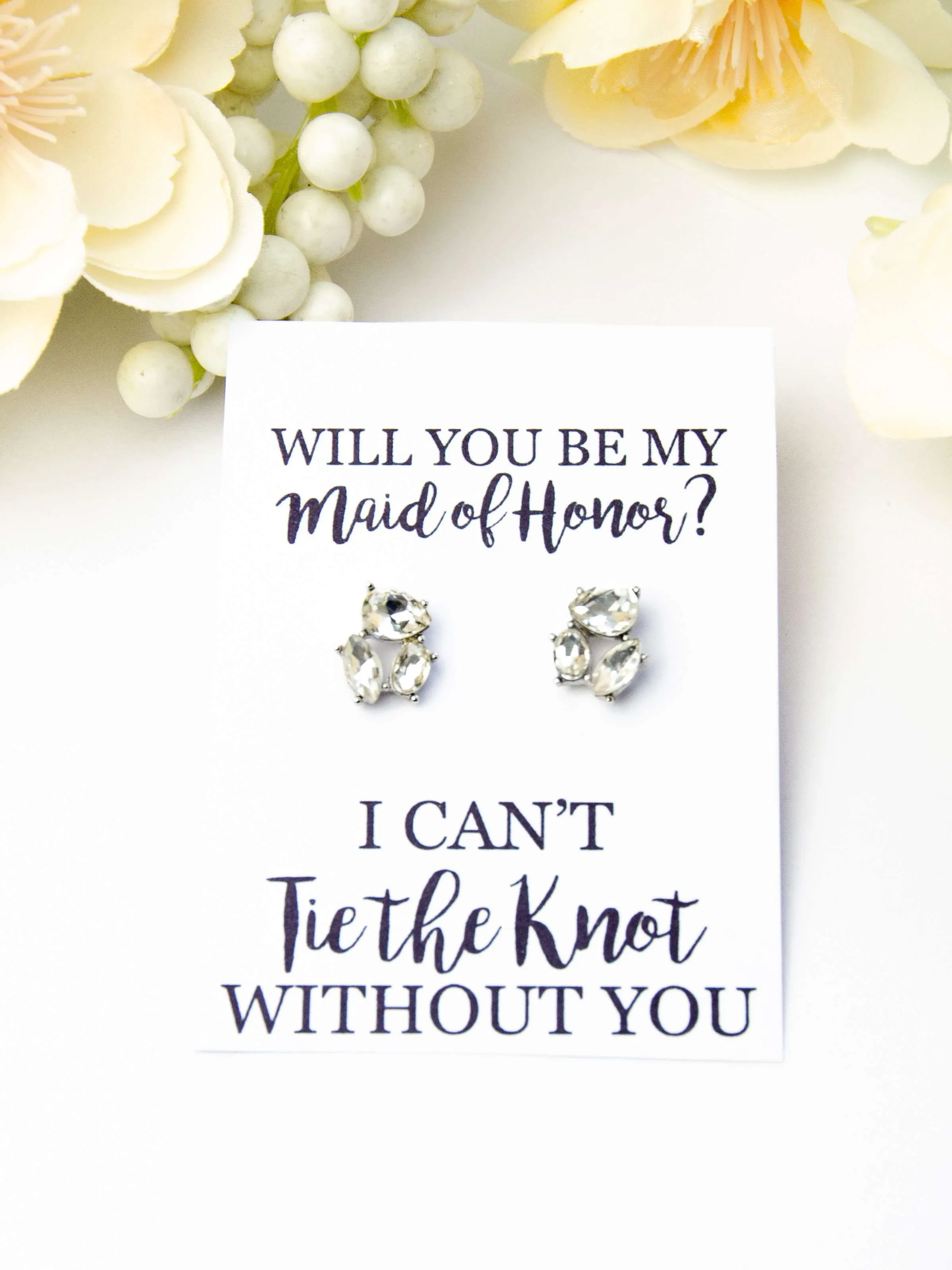 Will You Be My Maid of Honor? Proposal Jewel Earrings Gift