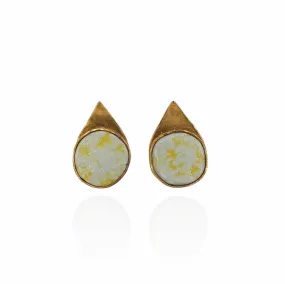 Yellow porcelain and gold stud earrings "Pointed edge"